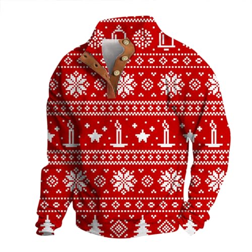 Sweat-shirt 3D Noël homme rose pull oversize à manches longues pour soirées d'hiver en famille