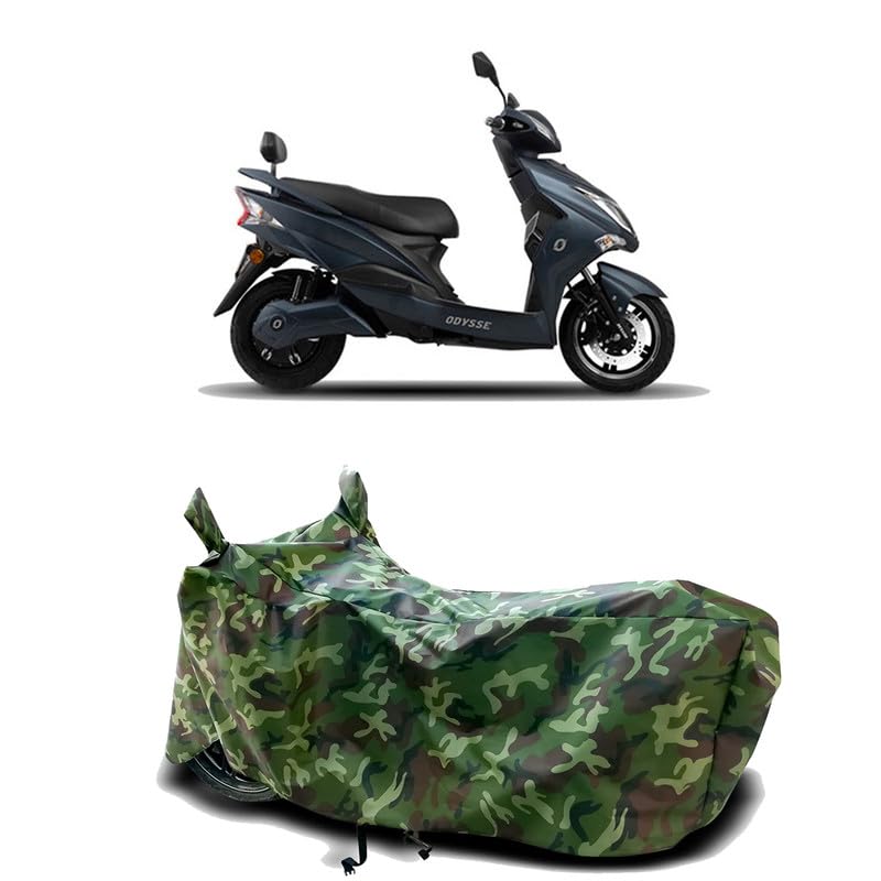 Image of DUFFEL-100% Heat Protection Two Wheeler Bike /Scooty Body Cover for Odysse Electric Hawk Plus Water Resistance /UV-Rays /Birds Dropping /Scratchproof /Dust Proof /Waterproof[Green Jungle Print]