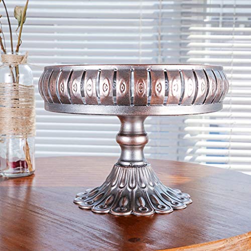 Chenweiwei Bandeja de Fruta Tipo de pie Alto Hierro Arte Tazón de Fruta Redondo Estilo Moderno Almacenamiento doméstico Bronce Plato de Fruta Sala de Estar Cocina Restaurante