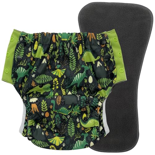 Special Needs Big Kids' Protective Briefs: Pull-on Cloth Diaper for Incontinence & Potty Training, Age 6-16 Years (Dinosaur, Junior 2)