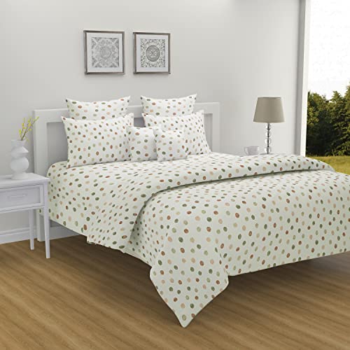 Image of Swayam Mercerized Pure Cotton King Fitted Bedsheet with 2 Pillow Covers | 250 TC Soft Breathable Bed Sheet | Geometric Printed | Size 72 x 78 x 10 inch | Comfortable & Durable for Bedroom - Off-White