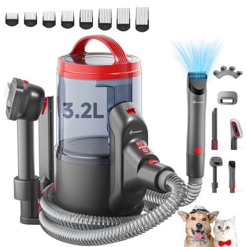 APD APETDOLA Pet Grooming Kit - 5 in 1 for Shedding, 3.2 L Dust Cup, 3 Suction Modes up to 18Kpa, 8...