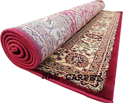Image of Kashmiri Traditional Woollen Carpet with Advanced 1 Inch Thickness & Classical Look 60x180cm (2x6 Feet) Color Maroon
