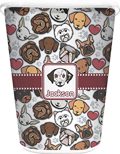 RNK Shops Personalized Dog Faces Waste Basket - Single Sided (White)