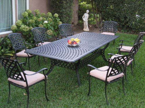 CBM patio Kawaii Collection Cast Aluminum Outdoor Patio Furniture 9 Piece Extension Dining
