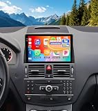 OiLiehu 4G+128G Android 15 Car Stereo for Mercedes Benz C Class W204 S204 2006-2011 with Wireless CarPlay Android Auto, 9" Touchscreen with WiFi GPS Bluetooth FM RDS EQ SWC Camera(Support Controller)
