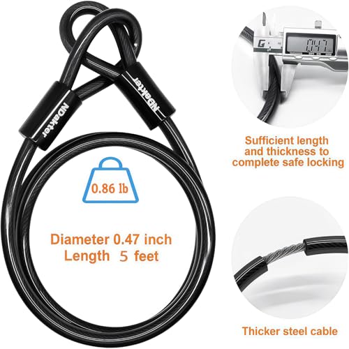 Image of NDakter Bike Locks Heavy Duty Anti Theft, Combo Bike U Lock, 4-Digit Resettable Combination Bicycle Lock, Large U Shaped Ebike Lock with 5Ft Steel Cable for Electric Bike, Escooter, Motorcycle,Door