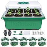 Lingtoolator oGem Seed Starter Kit, Green 120 Cells Seed Starter Tray with Multiple Garden Tools, Transparent Seed Starter with Adjustable Ventilation Dial for Various Flowers, Herbs, Fruits Seeds