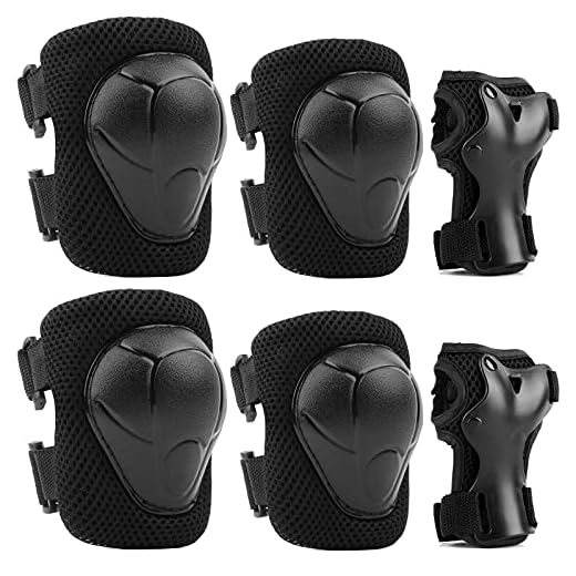 Kinder Schutzausrüstung Protektorenset, JIM'S STORE 6PCS Knieschoner Ellenbogenschoner Handgelenkschutz Schutzset zum Kinder Rollschuhlaufen Inline Skates Skateboarding Radfahren