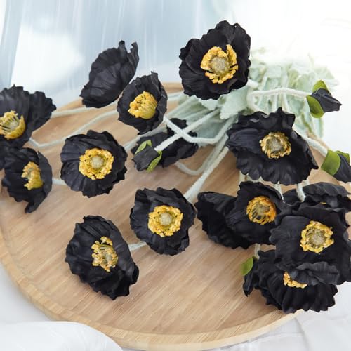 Image of 5Pcs Poppy Flowers Artificial Poppy for Home Decor(Black)