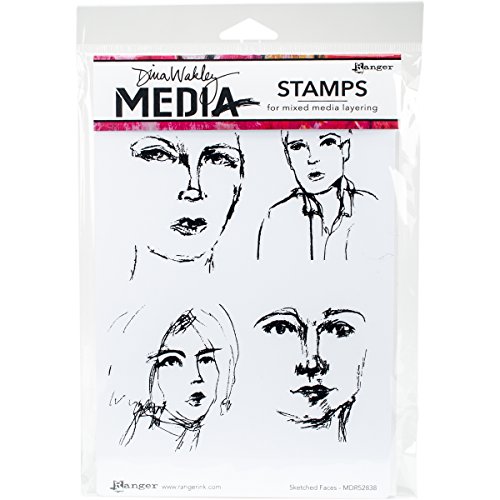 Ranger Sketched Faces Dina Wakley Media Cling Stamps, 6