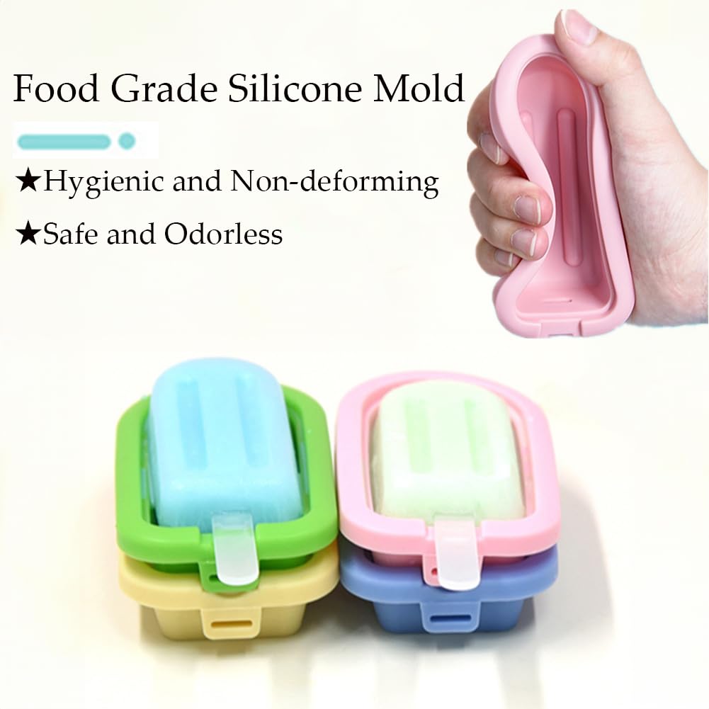 Molde Helado Silicona Reutilizable Moldes de Paleta Multicolor Popsicle Moldes Apilable Moldes para Polos sin BPA Moldes Paletas para Niños, Adultos, Postre, Chocolate (Colorido 6er)