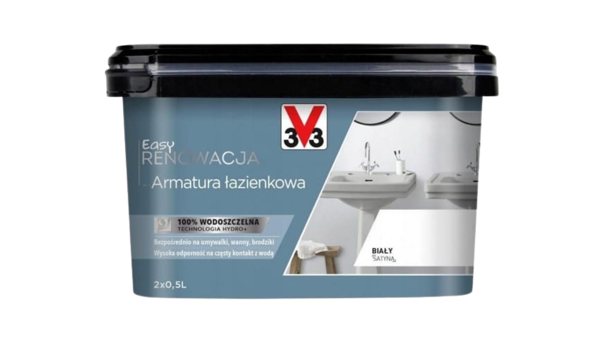 V33 Lack-Profi Badewannenlack SATIN Weiß RAL 9010 Badewannenbeschichtung Emaille Farbe (1 L)