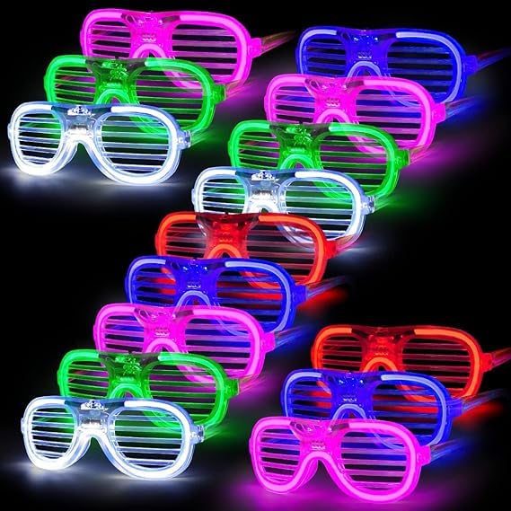 Kovim 30 Pcs Neon Party Glasses Bulk, Light Up Glasses for Graduation Party, Christmas, Birthday, Wedding, Festival - 80s 90s Rave Disco Flashing Party Supplies Favors, Carnival Stocking Fillers