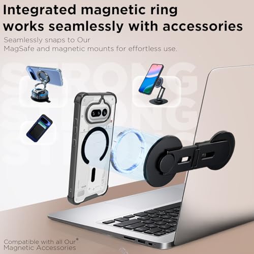 Image of RIGGEAR Shockproof Clear Hybrid Airbag Armor Magnetic Back Cover Case Compatible with MagSafe Accessories for Nothing Phone 4a 5G (Clear-Black TPU Bumper + Transparent PC)(Black)