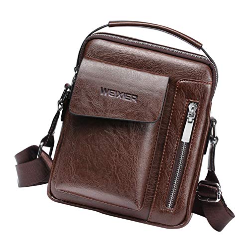 Bolsa de ombro masculina de couro PU resistente ao desgaste com zíper Bolsa transversal para negócio