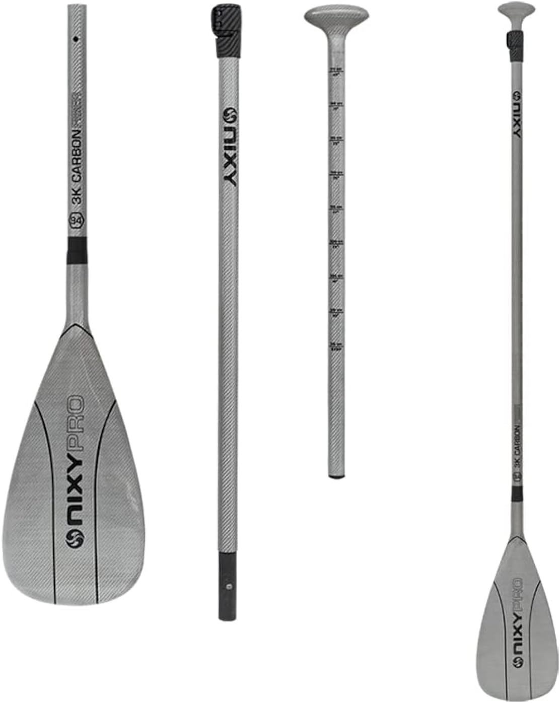 NIXY Full Carbon Fiber SUP Paddle – Adjustable 3 Piece Pro Paddle with ABS Blade Edge for Stand Up Paddle Board – Durable, Lightweight Floating Paddle