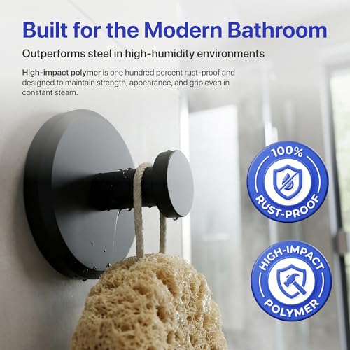 Image of HOME SO Suction Cup Hooks for Shower & Bathroom Towel Holder 4-Pack - Suction Cups Hooks for Hanging Towels, Robes, & Coats - Tiles, Glass Door or Mirror - Shower Hooks & Towel Hooks Organizer - Black