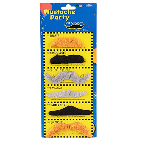 OKOVO Lot de 6 autocollants auto-adhésifs pour moustache fantaisie personnalisée pour costume