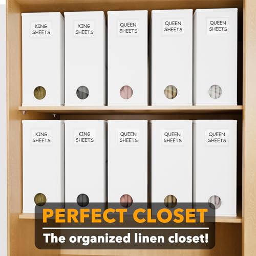 Image of SpaceAid 10 Pack Bed Sheet Organizers and Storage, Foldable Sheet Organizer for Linen Closet, Sheets Set Folder Keeper with Window XL (Queen & King Size) Organizing Bedding Container, White