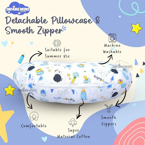Image of Baby Bedding Set Combo for New Born - Baby Sleeping Bag, Baby Feeding Pillow Ideal for 0 to 6 Months Babies (Panda Blue)