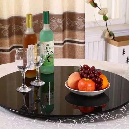 Image of Tempered Glass Round Table Top 35.4 Inch Diameter, 3 /8 Inch Thick, Heavy-Duty Safety Glass Circle for Dining Table, Desk, Patio Base Replacement-Black