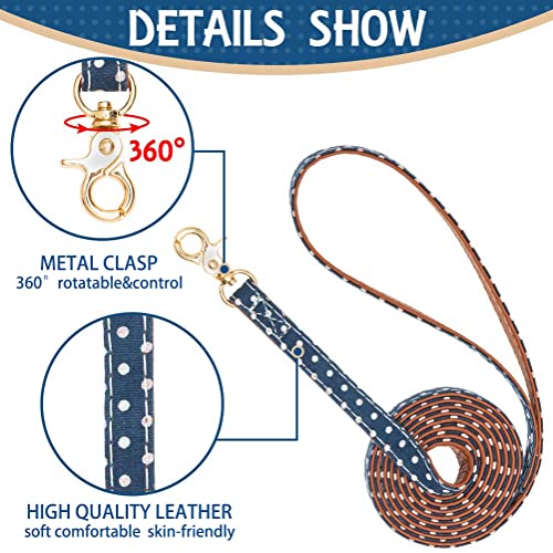 Image of EXPAWLORER Dog Collar and Leash Set - Classic Polka Dots Bow Tie & Bandana Collar with Bell, Tangle-Free Leash, Adjustable for Small to Large Dogs & Cats