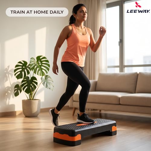 Image of Leeway Stepper for Exercise at Home | 2-Level Adjustable Aerobic Step Platform | Non-Slip Step Board for Cardio | Mini Gym Stepper for Weight & Fitness Workout Cardio | Gym Stool