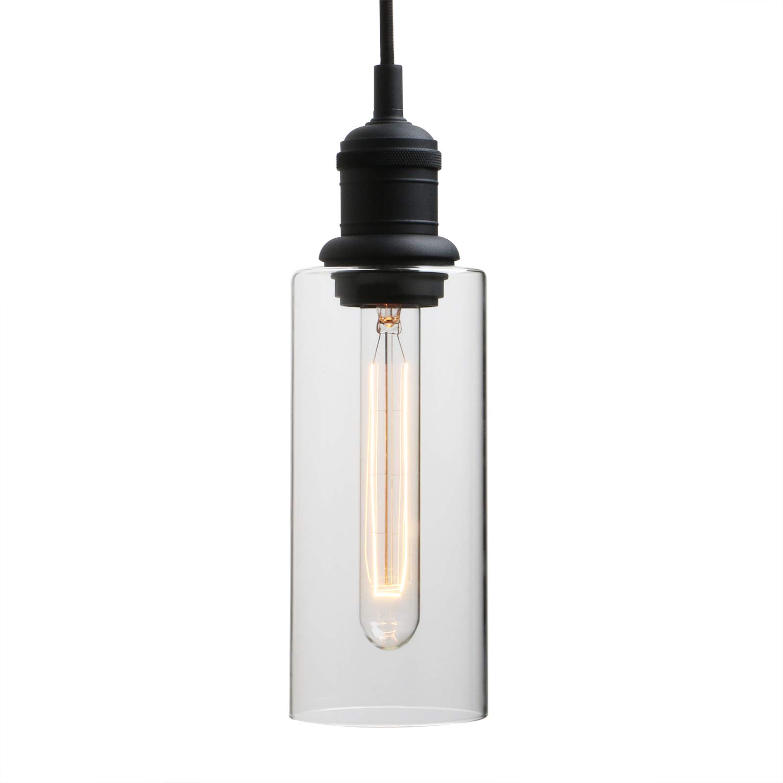 Yosoan Lighting Industrial Vintage Long Black Pendant Light Fittings, Loft Bar Edison Hanging Ceiling Lights Chandelier Decorative Lighting for Kitchen Island Living Room Bedroom Dining Room