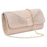 Naimo Bow Flap Dazzling Evening Bag Clutch Handbag Shoulder Crossbody Bag Wedding Party Bridal Purse