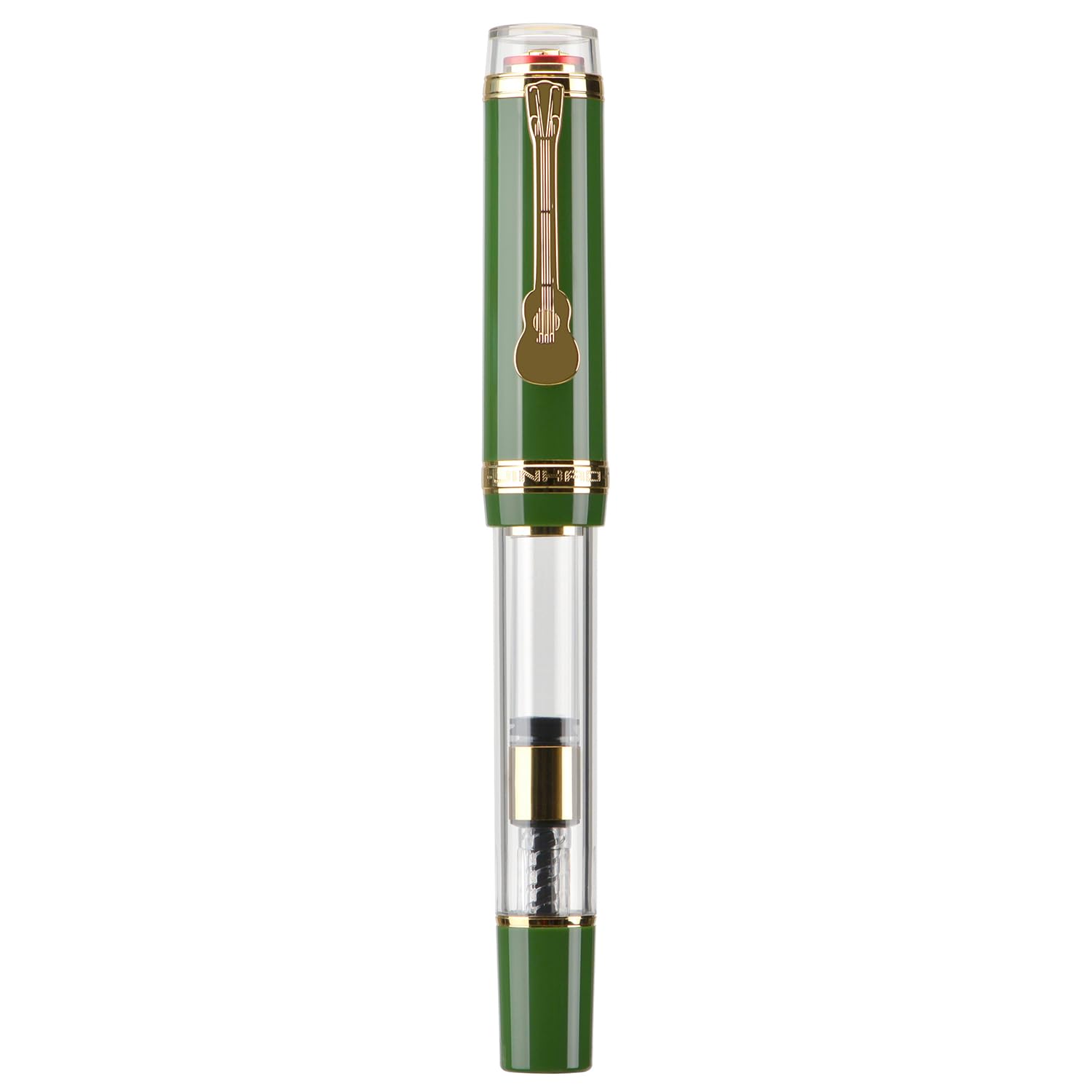 Lanxivi Jinhao Tiandao 1935 Fountain Pen Medium #8 Sword Nib, Green and Clear Acrylic With Large Converter and Guitar Clip