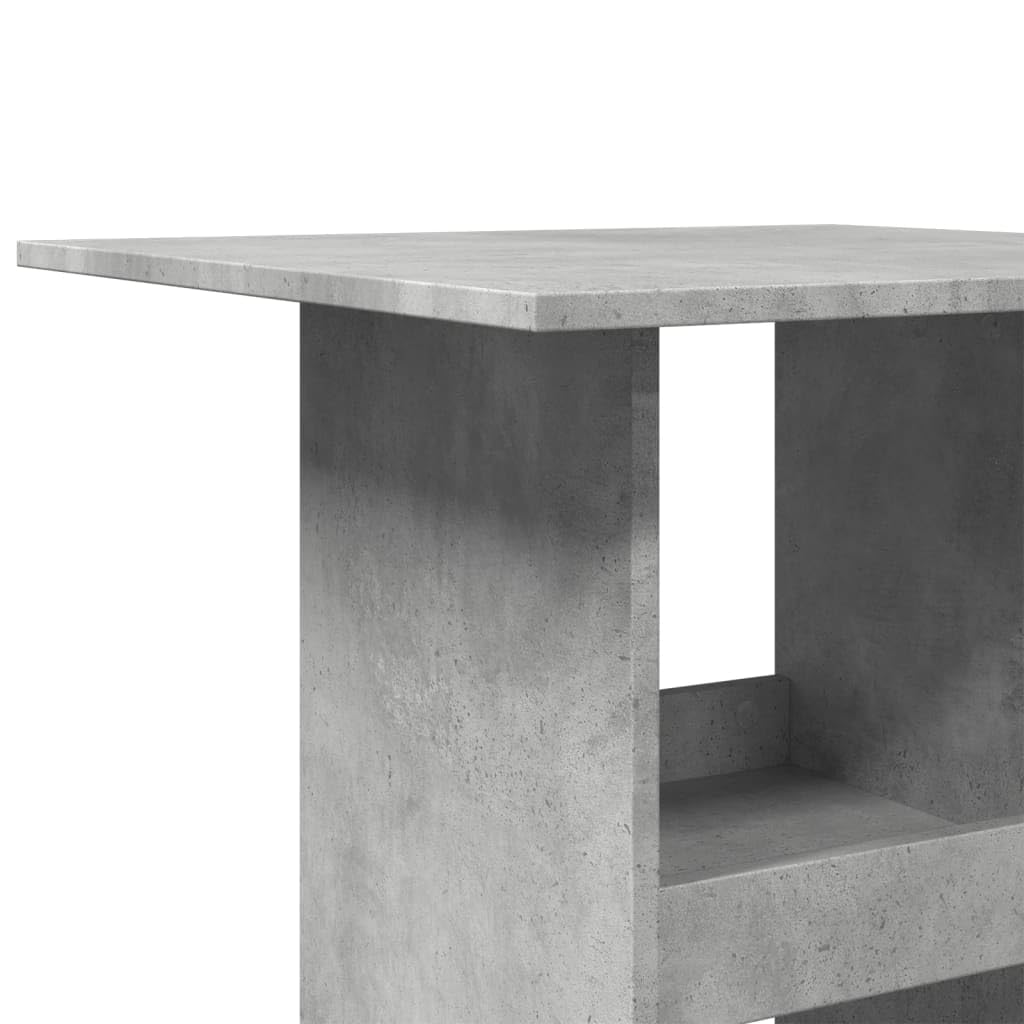 Stół barowy z półkami, szary beton, 60 x 60 x 102 cm, materiał drewnopochodny, trwały stół barowy, uniwersalny stół kuchenny, stół do jadalni do domu