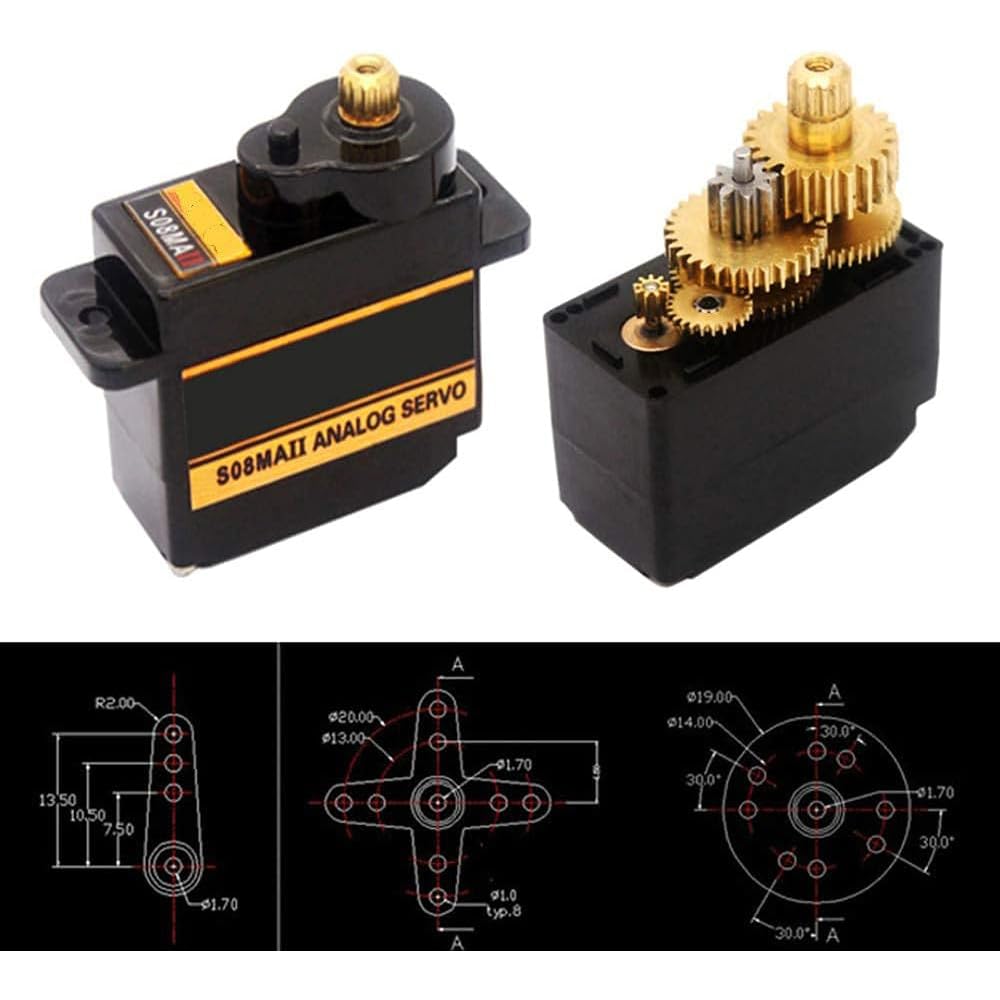 Grelume 4 pezzi ES08MA II 12g Mini Metal Gear Analog Servo Macchina stabile antiurto compatibile per modello RC