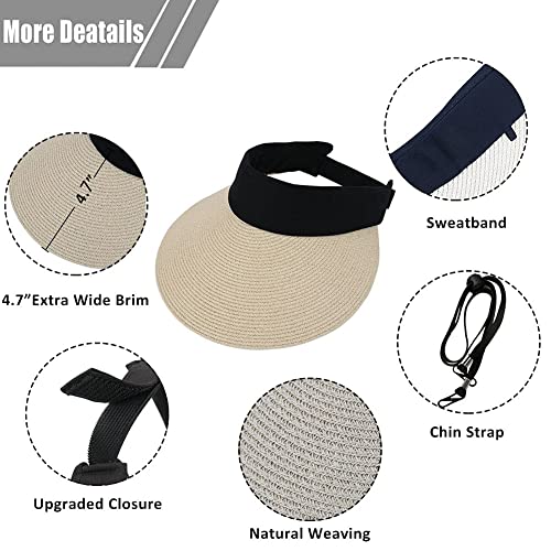 Visera de Paja para Mujer con Ala Ancha y Protección UV miniatura 6