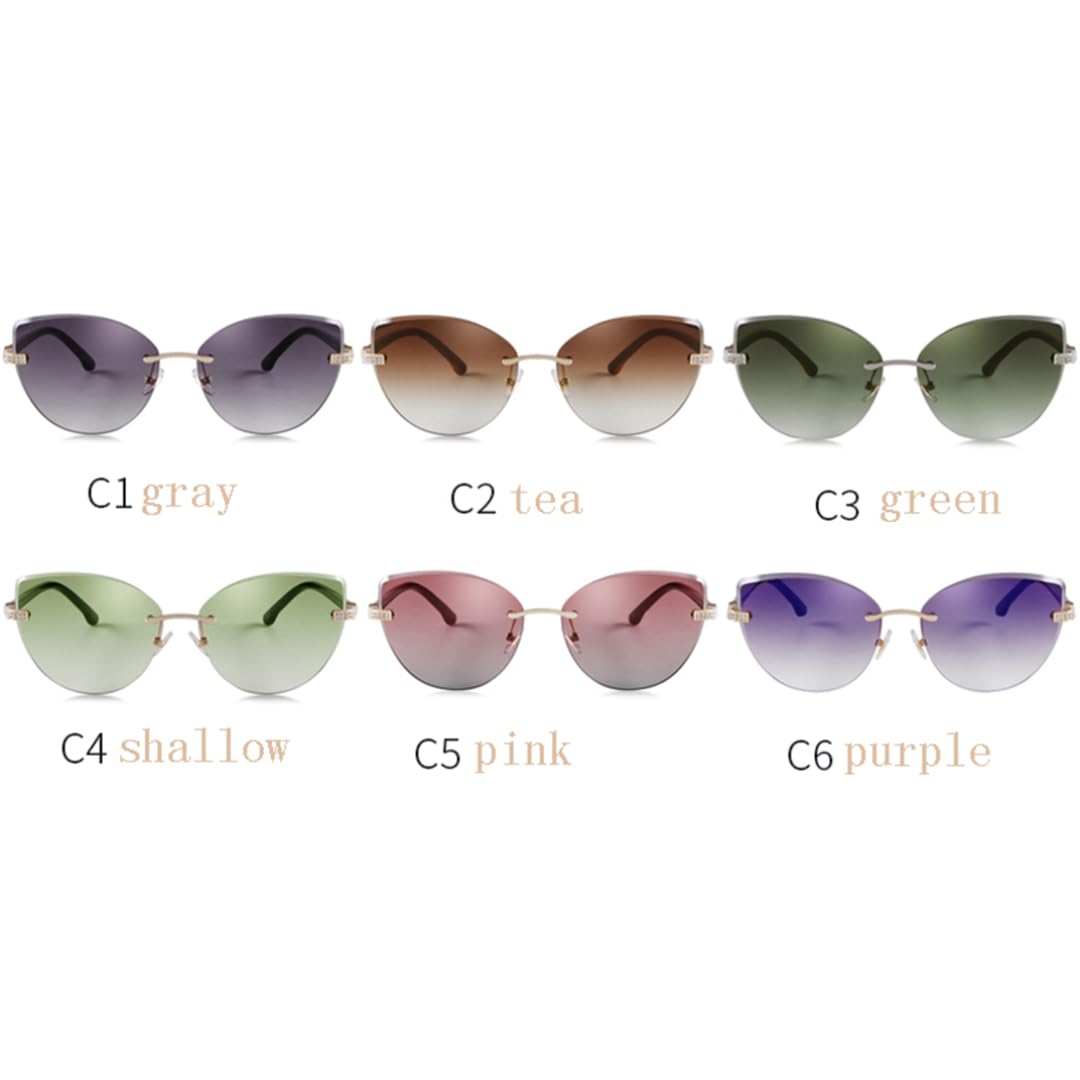 Occhiali da sole vintage Cat Eye senza montatura da donna e da uomo sfumati