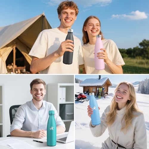 Trinkflasche Edelstahl - 750ml - Thermosflasche, BPA-Frei, Trinkflasche Sport - Auslaufsicher Wasserflasche,Thermoskanne Kohlensäure Geeignet, Thermoskanne für Fitness, Gym, Fahrrad 6
