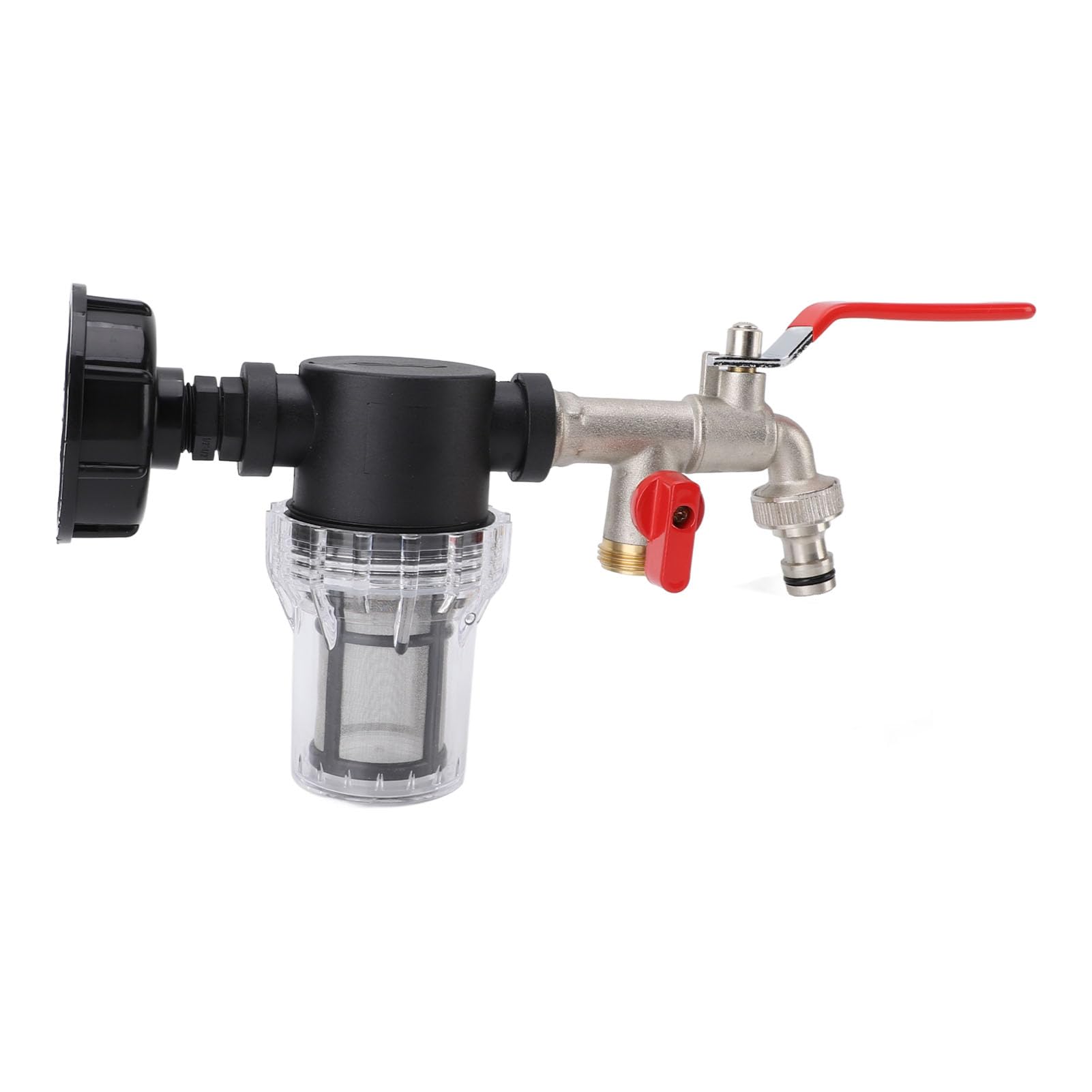 Filtro per Irrigazione per Adattatore per Rubinetto Serbatoio IBC Ton Joint Garden Irrigazione Acquario Pompa Filtro Acqua (Da S60x6 a G1/2 femmina con rubinetto a doppia)