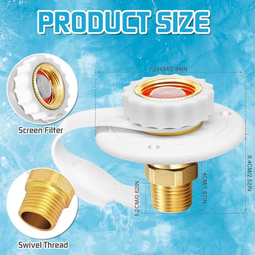 Image of RV City Water Inlet with Check Valve, RV Fresh Water Inlet 1 /2 inch NPT Male RV Water Inlet,City Water Connection for RV Marine Camper Motorhome Trailer