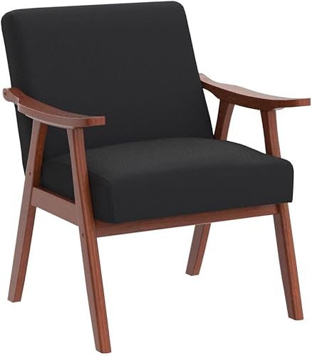 Miniatura 5 de Container Furniture Direct Silla decorativa con tapicería de microfibra y marco de madera maciza, muebles clásicos de mediados de siglo para sala de