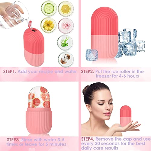 Image of JRM's Silicone Ice Roller For Face & Eyes Massage, Reusable Facial Tool For Glowing & Tighten Skin (Pink)