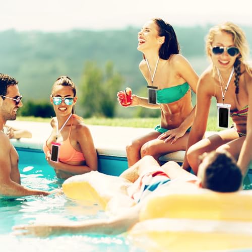 Bolsa de telefone à prova d’água com tiras brilhantes de até 17 cm compatível com iPhone 16 15 14/S24 Ultra/Pixel 8, bolsa de telefone à prova d’água para praia e piscina com cordão (1 pacote verde)