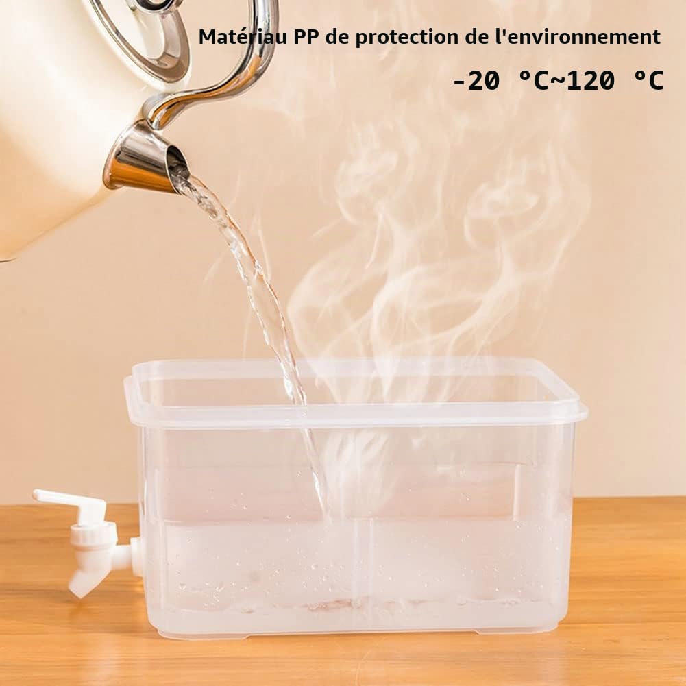 Distributeur de 3 L pour réfrigérateur avec robinets, distributeur d'eau avec couvercle, réutilisable, grand seau à eau glacée pour fruits, jus de fruits, boissons, cocktails, fête en plein air