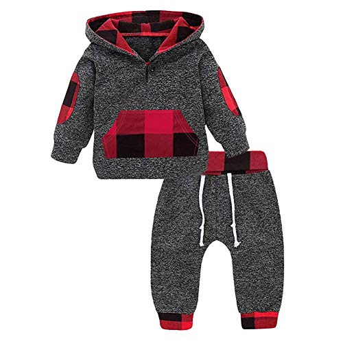 Ritatte Toddler Baby Boy Fall Winter Clothes Plaid Long Sleeve Ho...