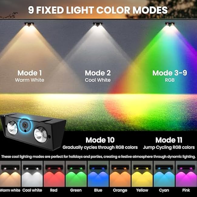 SOLPEX Solar Fence Lights 9 Fixed Colors & Color Changing 8 Pack