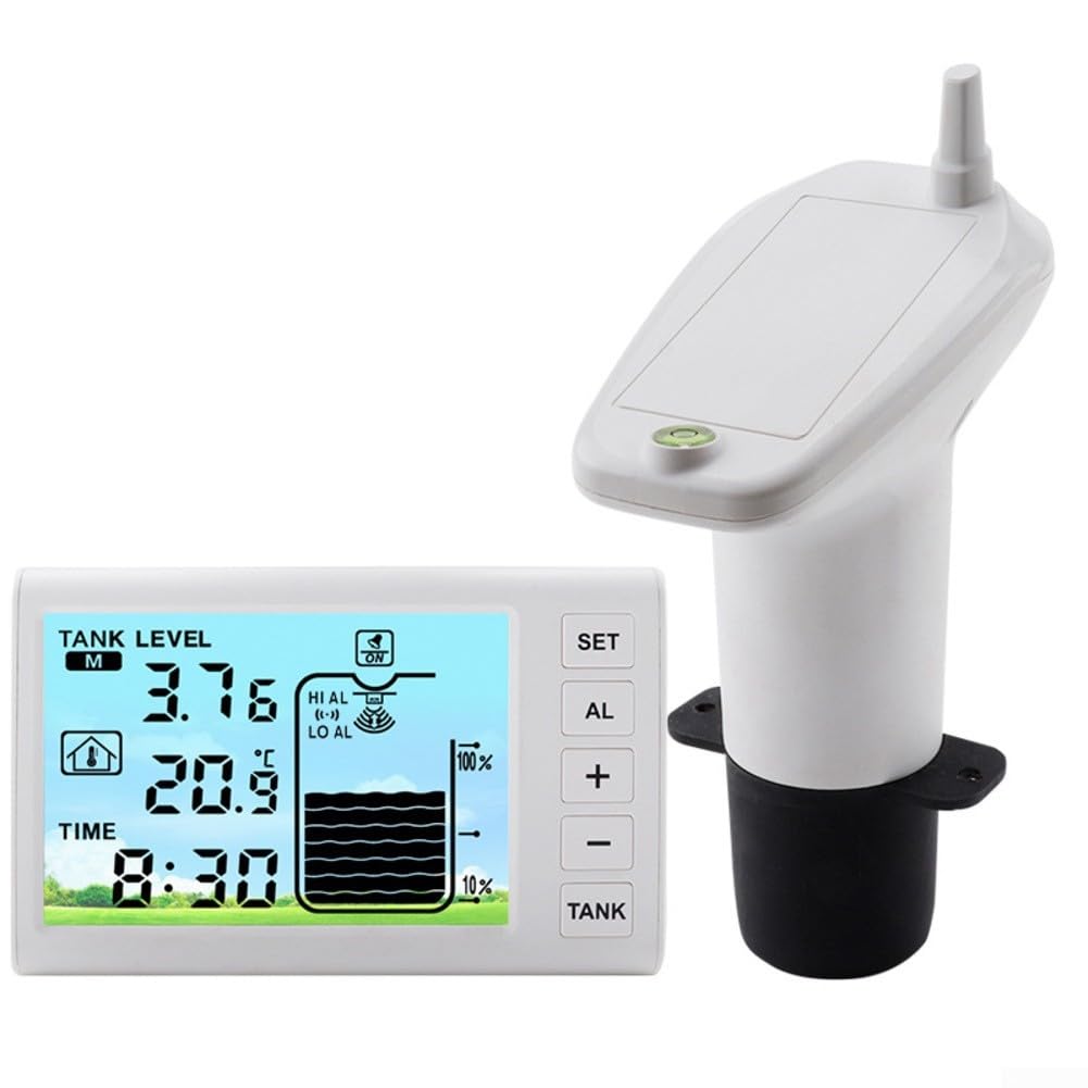 TS-FT005 Moniteur de niveau d'eau sans fil avec écran de 4,3" pour la mesure du niveau du réservoir, contrôle automatique de la pompe et protection IP65 contre les intempéries, 1 à 5 mètres