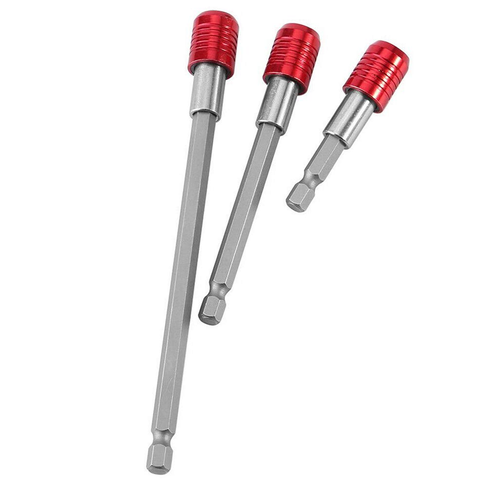 3Pcs 1/4" Hex Shank Magnetic Screwdriver Bits Extension Bar Holder Kits Quick Release
