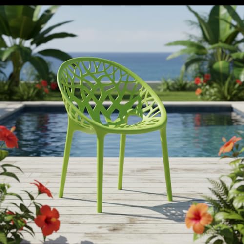 Image of SkyGlamour Neelkamal Crystal Plastic Chair|Chairs for Home, Garden, Balcony & Patio Durable Indoor &Outdoor (Color: Lime Green; Pack of 1
