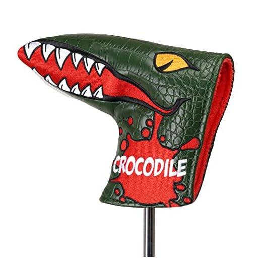 Crocodile Blade Putter Cover, Synthetic Leather Golf Putter Head Covers Magnetic, Fleeced Lined Putter Head Covers, Protective Putter Covers Green