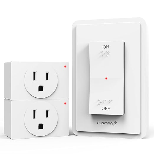 Fosmon Wireless Remote Control Electrical Outlet Switch (2 Pack) ETL Listed, (15A, 125V 1875W