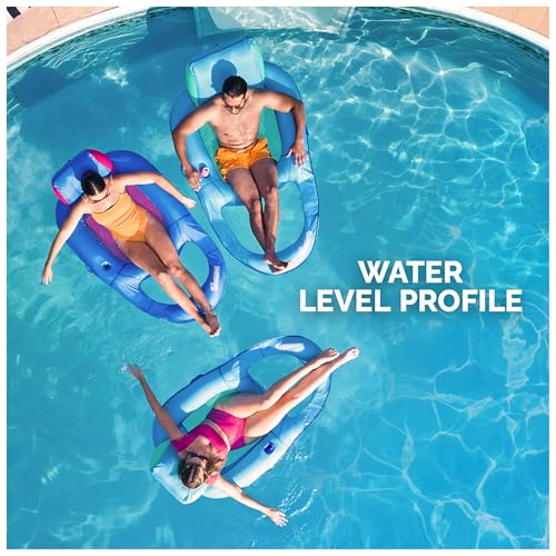 Image of SwimWays Spring Float Premium Duo, Pool Chair Fits 2 Adults, Inflatable Pool Floats Adult with Fast Inflation for Ages 15 & Up